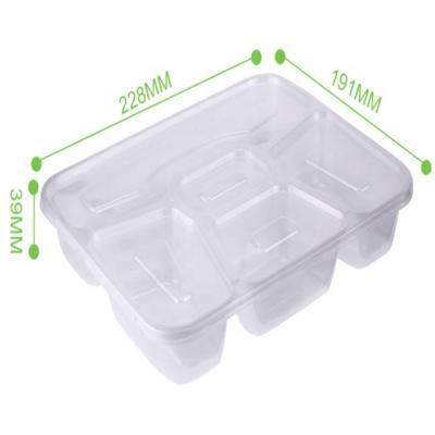 China Disposable Lunch Box 5 Compartment PP Plastic Food Container for sale