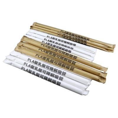 China Customized Biodegradable PLA Stocked Drinking Straw Bubble Tea Straw Juice Straw 6mm / 12mm for sale