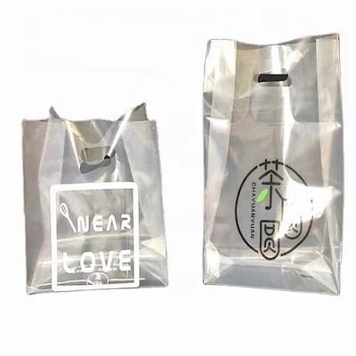 China Recyclable Custom Transparent Coffee Cup Holder Takeaway Bag Milk Tea Packing Plastic Carry Bag for sale