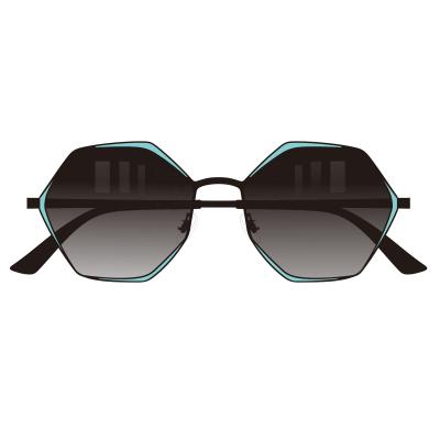 China Custom 2021 fashion sunglasses designer style luxury brand women women men paint color hexagon sunglasses for sale