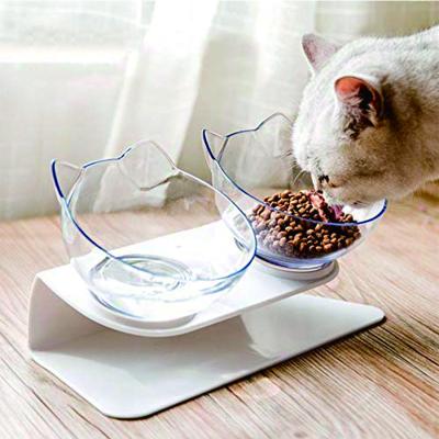 China Sustainable Slanted 2 in 1 Raised Neck Guard with Stand Cat Water Food Bowl Dog Food Water Feeding Bowls for sale