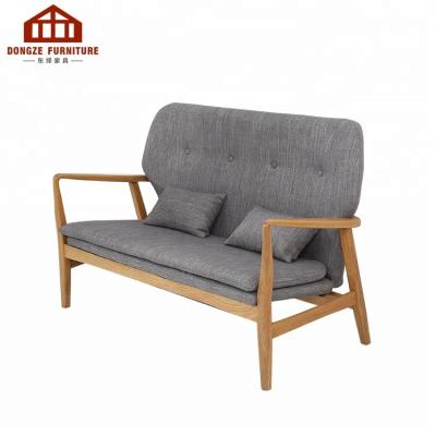 China Solid Wood Home Denmark Style 2 Seater Wooden Simple Seats Living Room Sofa Chair for sale