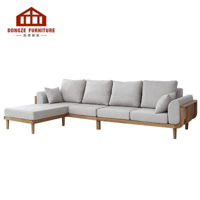 China Contemporary Simple Customizable Modern Wooden Corner Sofa Set Living Room Furniture for sale