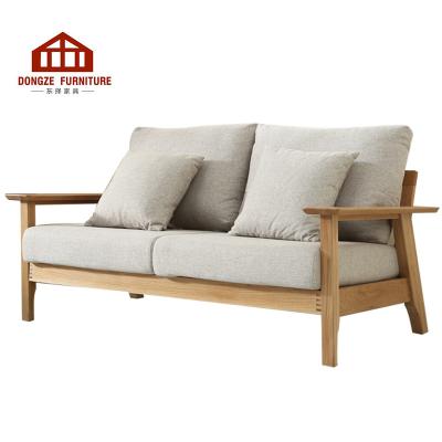 China Wide Sofa Korean Style Living Room Furniture Sectional Oak Armrest Sofa Modern Solid Wood Frame for sale