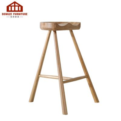 China Modern White Oak Stools Cafe Bar Stools Modern Solid Wood Casual Solid Wood Stools for sale