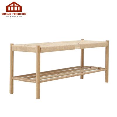 China Bench White Oak Bench Modern Roped Kraft Paper Leisure Roped Dining Bench for sale