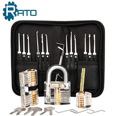 China 17 PCs Universal Locksmith Gift Training Set Transparent Lockpicking Tools Puller Set High Quality Lock Pick for sale