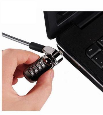 China Hot Selling Laptop Anti Theft Combination Laptop Cable Lock Security Black High Quality Computer 4 Dials for sale