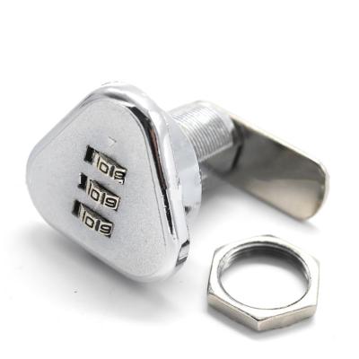 China 3 digit cabinet drawer combination cam zinc alloy lock small triangle zinc alloy anti-theft silver keyless mechanical code for sale