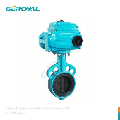 China Industrial Acid Resistant Wafer Hook Connection Motorized Electric Butterfly Valve for sale