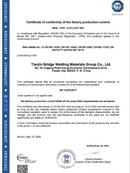 CE - Tianjin Bridge Welding Materials Group Co., Ltd.