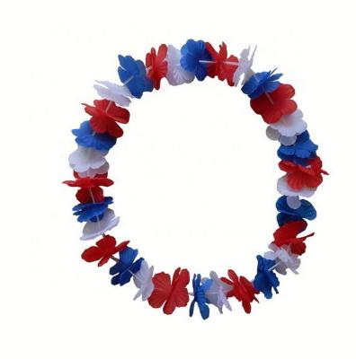 China 2022 Promotion Football Fans France Neck Hawaii Leis Garland France Flower Necklace for sale