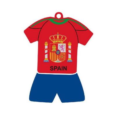 China 2022 Plastic Spain Mini Fan T-shirt Hot Selling PVC Key Chain for sale