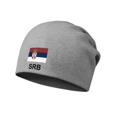 China 2022 COMMON WM Serbia Flag Beanie Hat In Serbian Flag Color Winter Hat for sale