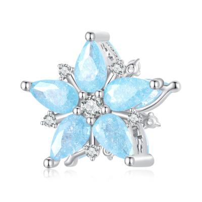 China Silver Designer LEICARE TRENDY Flower Jewelry Charms for Bracelets 925 Sterling Silver Snowflake Bead Charms Mujer Pendientes De Plata for sale