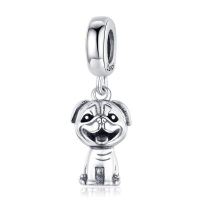 China LEICARE TRENDY Pug Dog 925 Sterling Silver Charm Pendant Jewelry dangle pendant charm for DIY jewelry making for sale