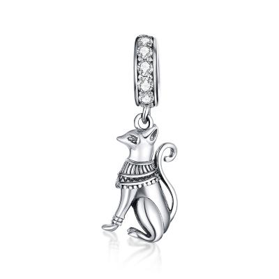 China FASHIONABLE Jewelry Charm 925 Sterling Silver Egyptian Cat Dangle Pendant Charm for Necklace Making for sale