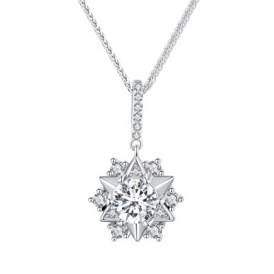 China FASHIONABLE 925 Sterling Silver Star Pendant Necklace VVS Moissanite Diamond Necklace for Women 6.5mm 1ct for sale