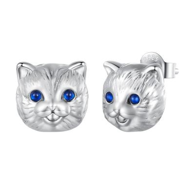 China Fashion Designer of 925 Sterling Silver Cat Stud Earrings Women Jewelry Cat Eye Earrings Mujer Pendientes De Plata for sale