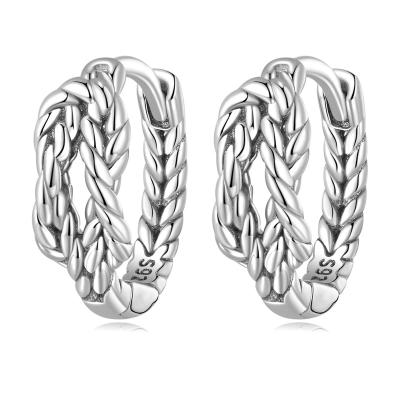 China TRENDY 925 Sterling Silver Earrings Dainty Twist Circle Earrings For Women for sale