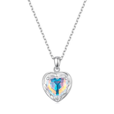 China Fashion Romantic 925 Silver Heart Necklaces For Women Latest Custom Design Love Heart Pendant Necklace for sale