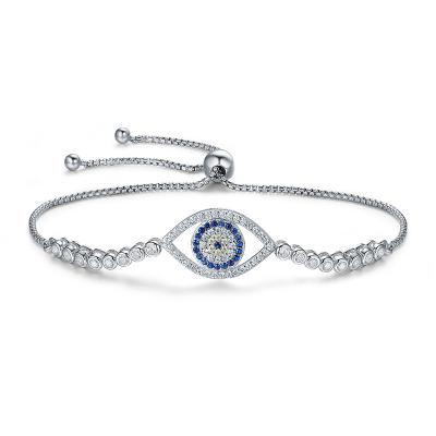 China FASHIONABLE Sterling Silver Devil Eye Sliding bracelet 925 CZ Zircon tennis bracelet wholesale evil eye bracelet for sale