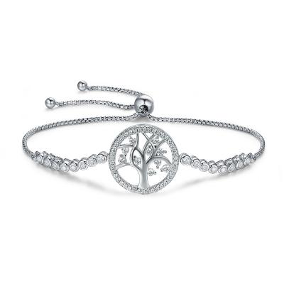 China TRENDY Tree of Life Bracelet Zircon Zircon Natural Stone Beaded Bracelet 925 Sterling Silver Bracelets for sale