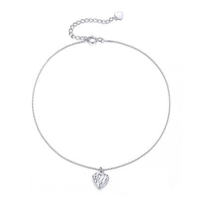 China SHIERO FASHIONABLE Adjustable Heart Anklet Chain 925 Sterling Silver Love Anklet White Gold Plated For Women Fine Jewelry for sale