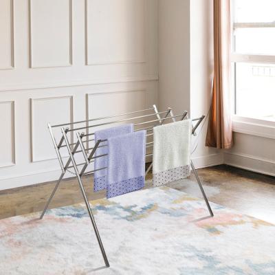 China Modern Wholesale Aluminum Foldable Towel Rack Laundry Rack For Air Drying Clothing for sale