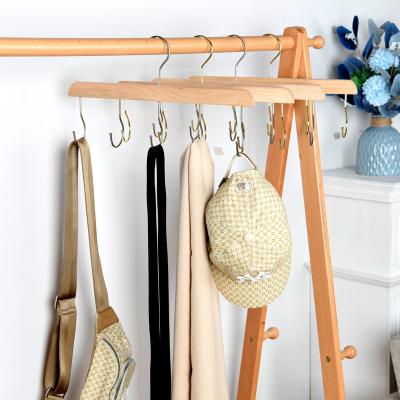 China Modern Wood Storage Rack for Scarf Hanger Wooden Belt Hanger with 8 Hooks for sale