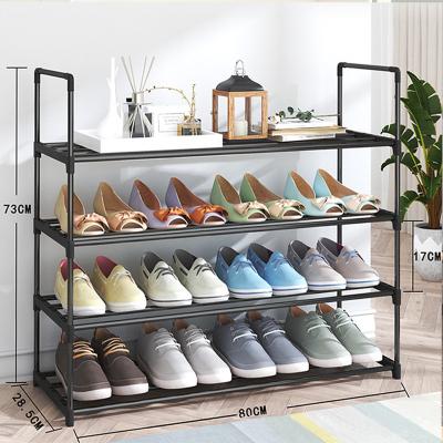 China Lightweight Shoe Shelf Storage Organizer (Other) 4 Tier Small Adjustable Stackable Shoe Rack for Entryway for sale