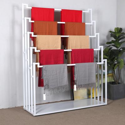 China Heavy Duty Scarf Display Floor Stand Scarf Organizer Shelves Multi-Layer Store Retail Display Scarf Hanger Rack for sale