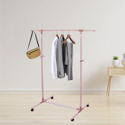 China Best Selling Modern Coat Drying Rack Single Telescopic Metal Pole Cloth Hanger Rack for sale