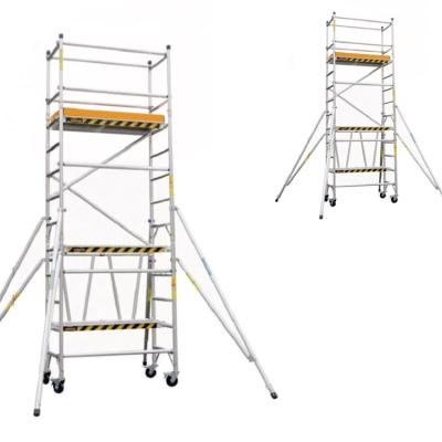 China Modern Ladder Aluminum Scaffolding Tower Group Easy To Install Double Stepped Aluminum Scaffolding Wide Step Tower for sale