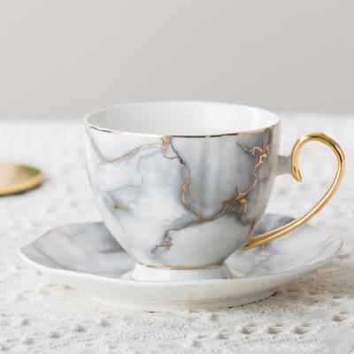 China QYD Viable Graceful Subordinate Printing Ceramic Porcelain Tableware Tea Coffee Cup And Saucer for sale