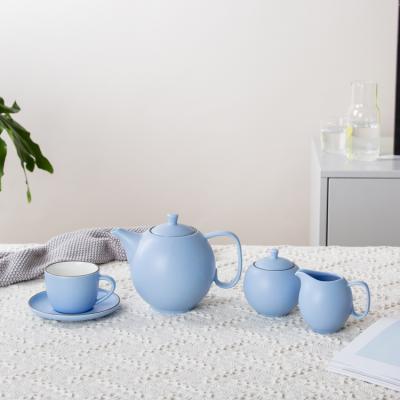 China Viable new ceramic matte blue tableware bone china cheap teapot for sale