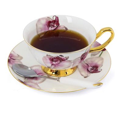 China New Viable Bone China Cup And Saucer Gold Handle Turkish Coffee Arabic Coffee Set for sale