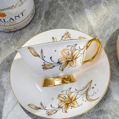 China Custom Viable Gold Rim Bone China Ceramic Coffee Set, Coffee Cup With Saucer Accept OEM for sale