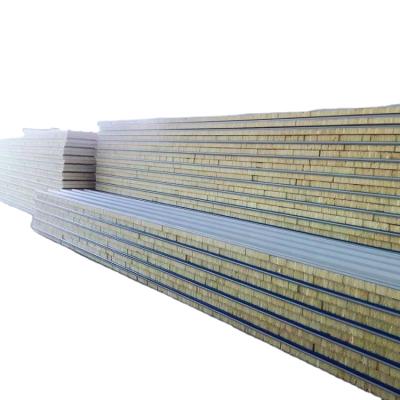 China Proud and cheap water proof building materials color coated galvanized steel roofing sheet / fireproof rock wool sandwich metal for sale