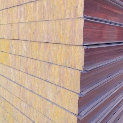 China Waterproof Proud And Easy To Install Lightweight Prefab Fireproof Rock Wool Sandwich Panel for sale