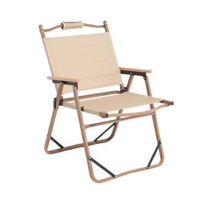 China New Design Furniture Wood Grain Aluminum Alloy Picnic Outdoor Fishing Portable Lightweight Folding Camping Beach Chair 52x53x78cm for sale