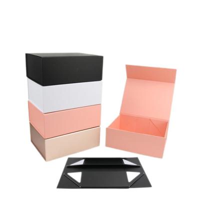 China Black Color Recyclable Custom Printing Rigid Flat Luxury Magnetic Folding Gift Box For Gift Package for sale