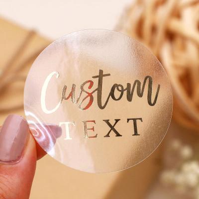 China Custom Circle Waterproof Rose Gold Sticker Transparent LOGO Label Adhesive Printing pp Rose Gold Foil Stickers for sale