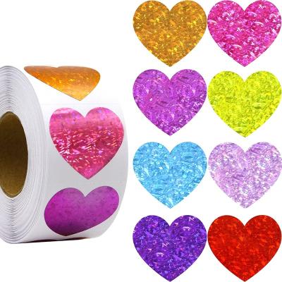 China Heart Waterproof Promotional Custom Waterproof Glitter Stickers Decorations Christmas Label Glitter Decorative Sticker for sale