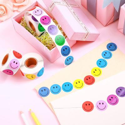 China Colorful Custom Student Stationery Label Stickers Logo Print Adhesive Waterproof Happy Smile Face Decal Stickers for sale