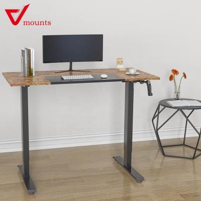 China Mordern Two Color Manual Splicing Table Panel Home Office Lift Table Splicing Adjustable Stand Up Desk for sale