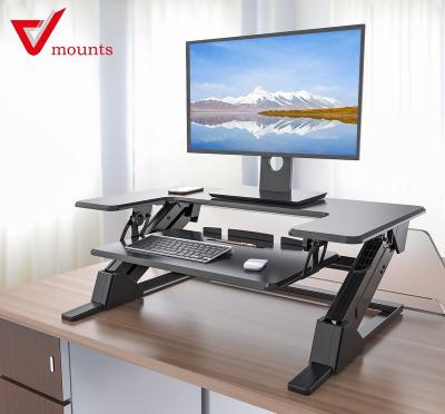 China Portable Folding Gas Spring (Height) Adjustable V-mount Desk Height Adjustable Sit To Stand Desks VM-SD06 for sale