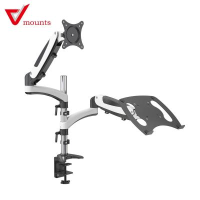 China Flexible Fender Laptop Stand Desktop Clamp Mount Monitor Double V-Mounts VM-LH08 for sale