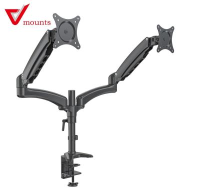 China Easy Assembly And Disassembly V-Mounts Articulating Gas Spring Monitor Dual Arm Table Mount Stand VM-DS124D for sale