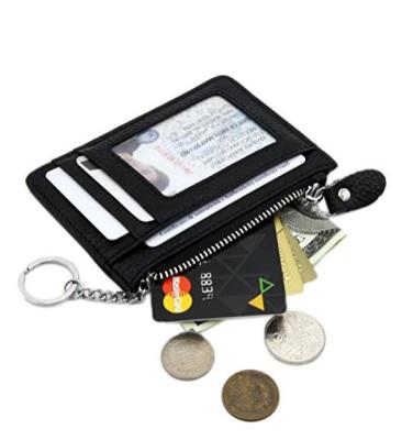 China Fashion Coin Slots Keychain Women Credit Card Rfid PU Leather ID Window Card Holder for sale